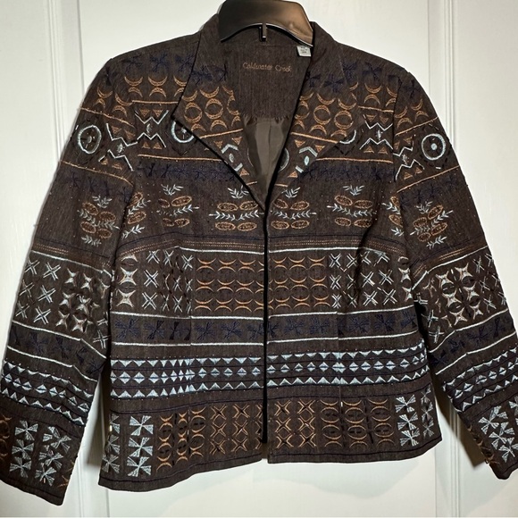 Coldwater Creek Jackets & Blazers - Coldwater Creek Geometric Brown Blazer